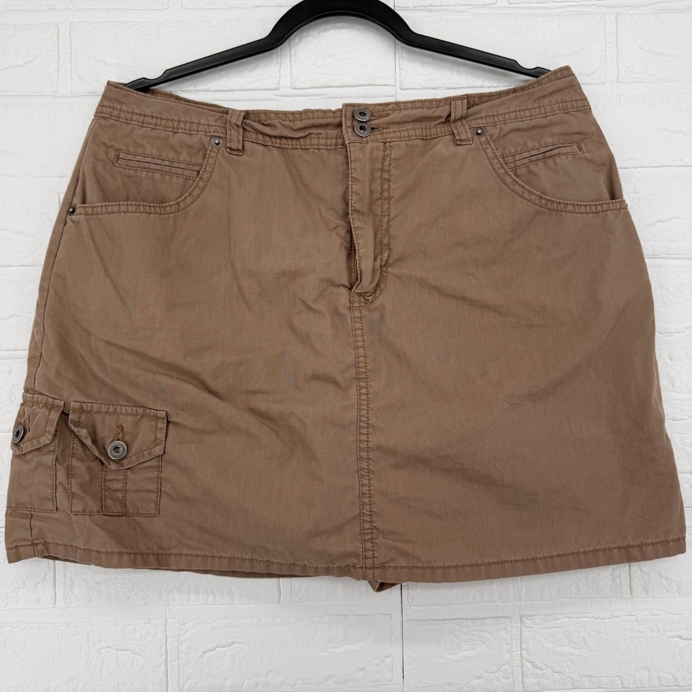 Gloria Vanderbilt Cargo Skort Women Size 12 Brown Utility Mini Skirt Shorts